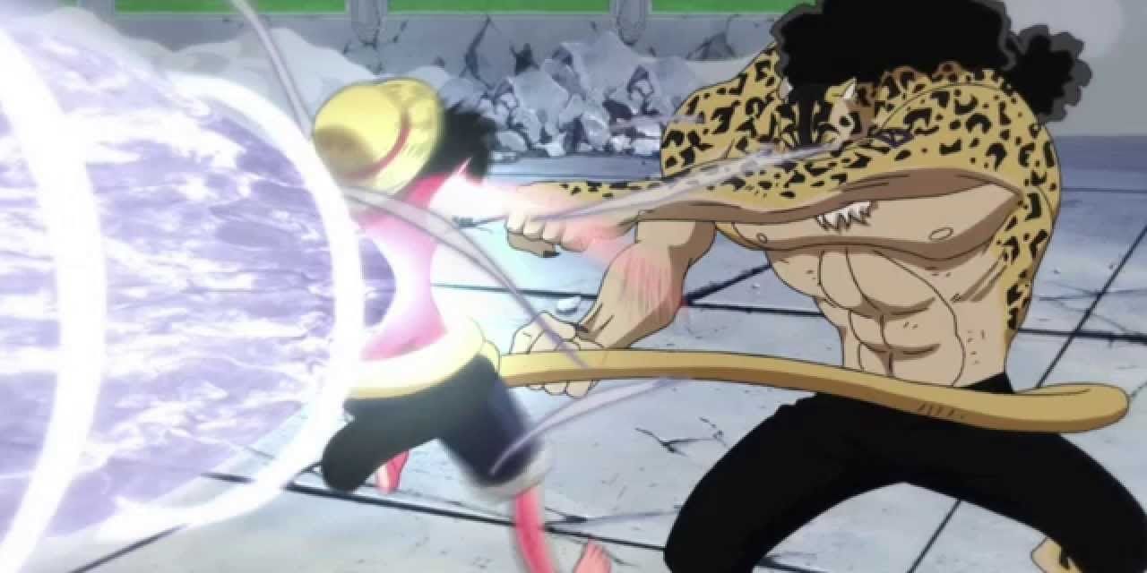 Rob Lucci contre Monkey D. Luffy dans l'arc Enies Lobby de One Piece
