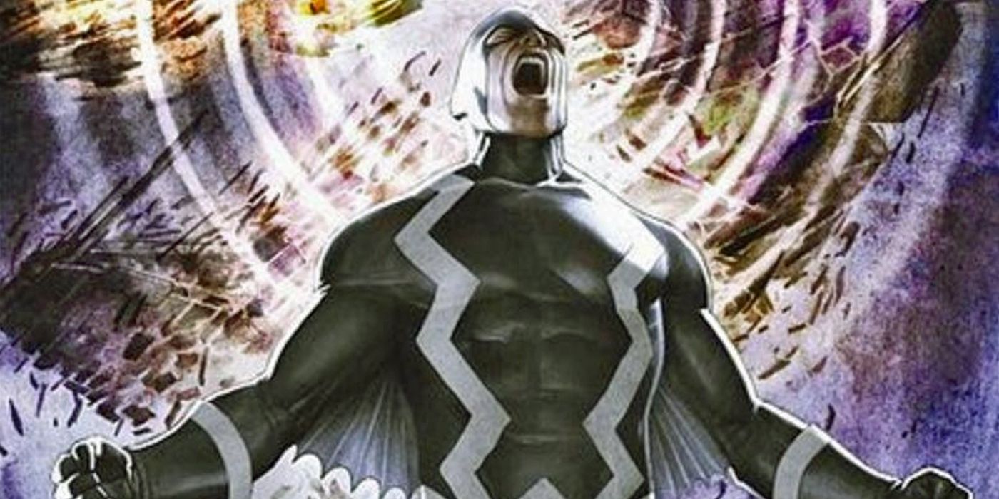 Marvel Comics' Black Bolt using his devastating psionic scream