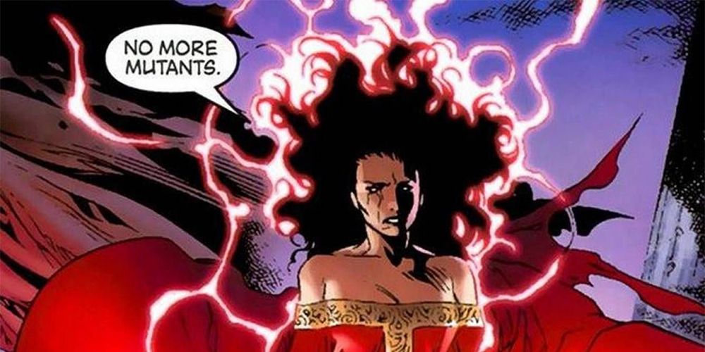 Scarlet Witch rewriting reality to erase mutants in Marvel comics.