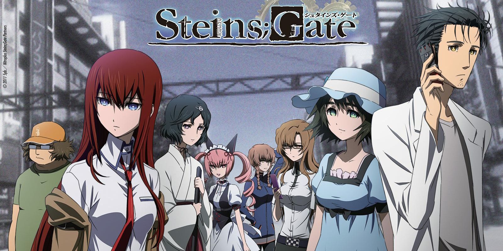 rintaro okabe and the rest of the main cast of steins;gate