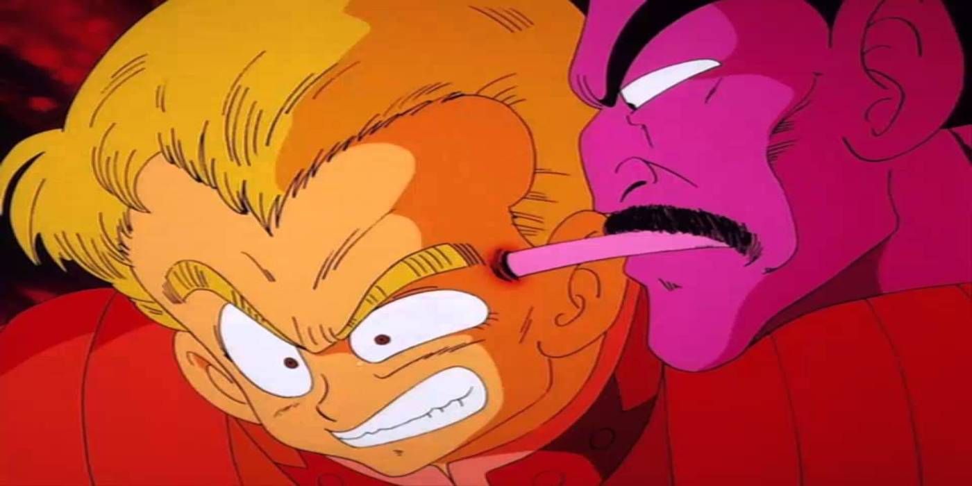 Mercenário Tao mata General Blue com a língua em Dragon Ball.
