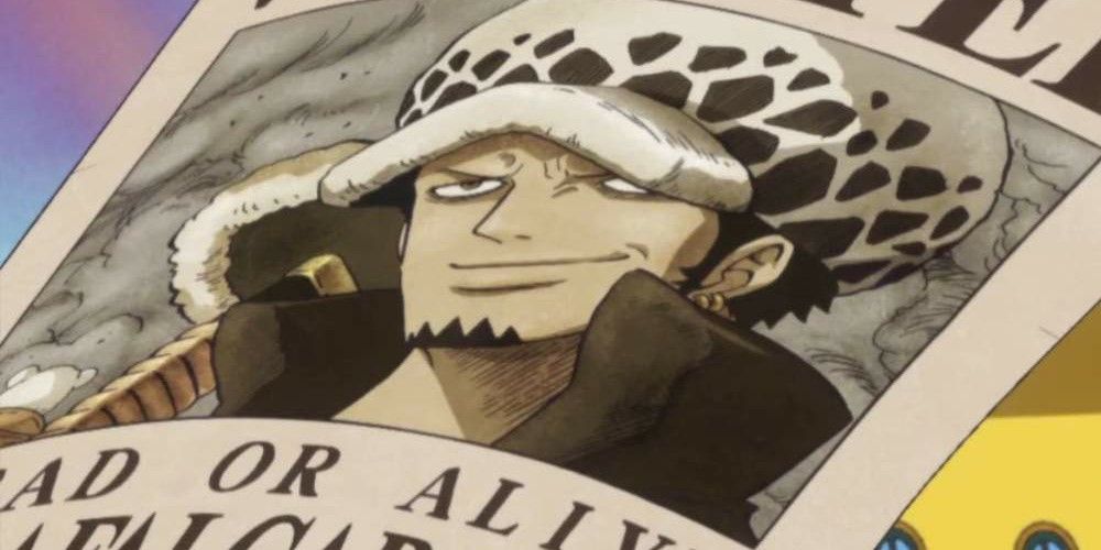 Image shows Trafalgar Law's wanted poster with Bepo in the background - One Piece