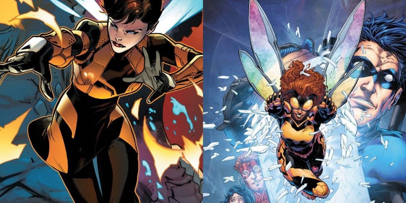Marvel's The Wasp and DC's Bumblebee flying