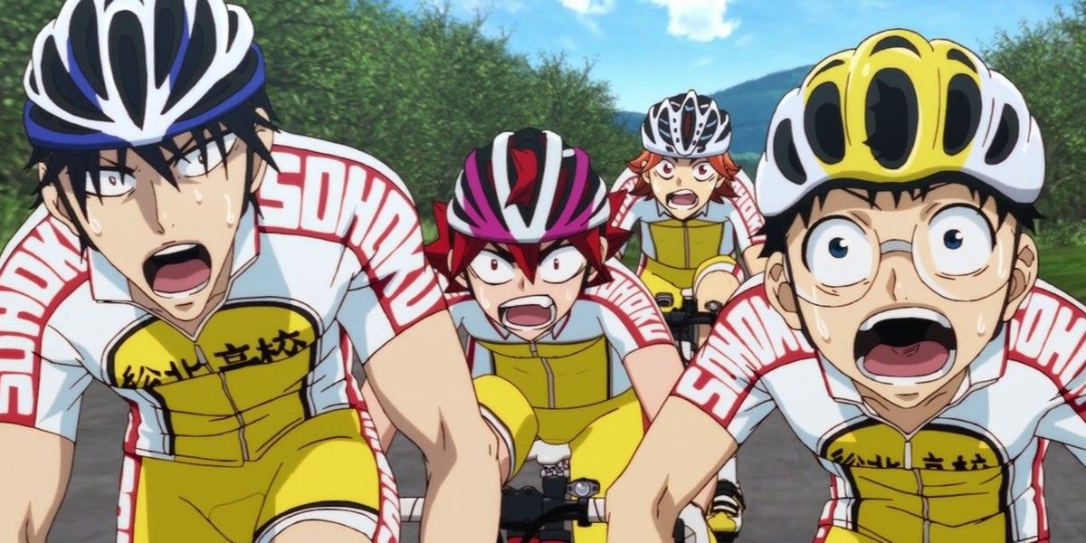 Yowamushi Pedal characters in a bike race