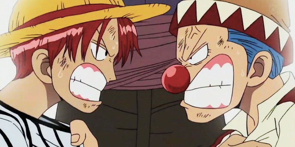 Buggy fights against Shanks as kids in the One Piece Anime
