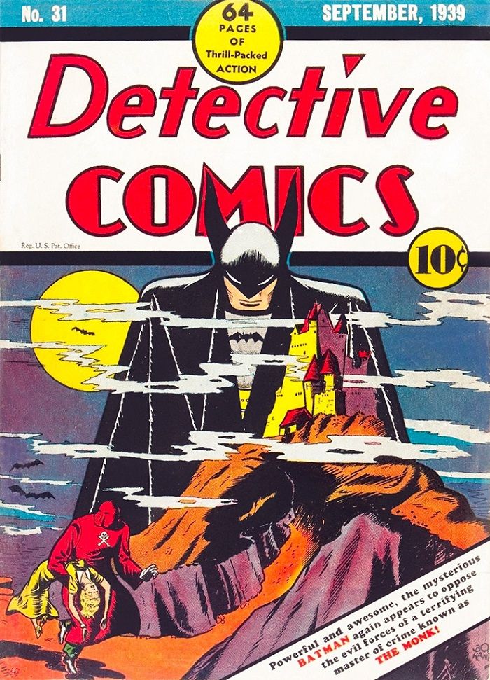 Detective Comics #31 features Batman and the Monk on the front cover
