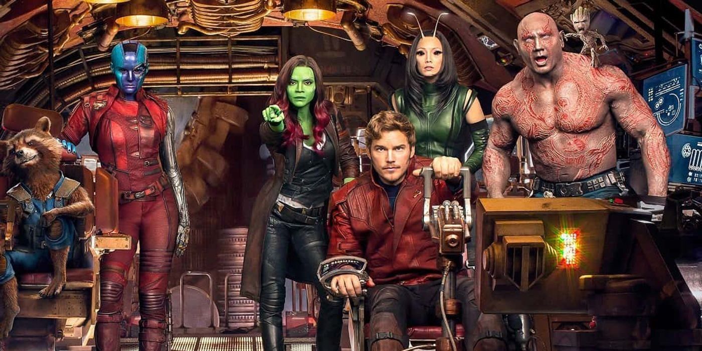 Guardians of the Galaxy traveling around on their ship