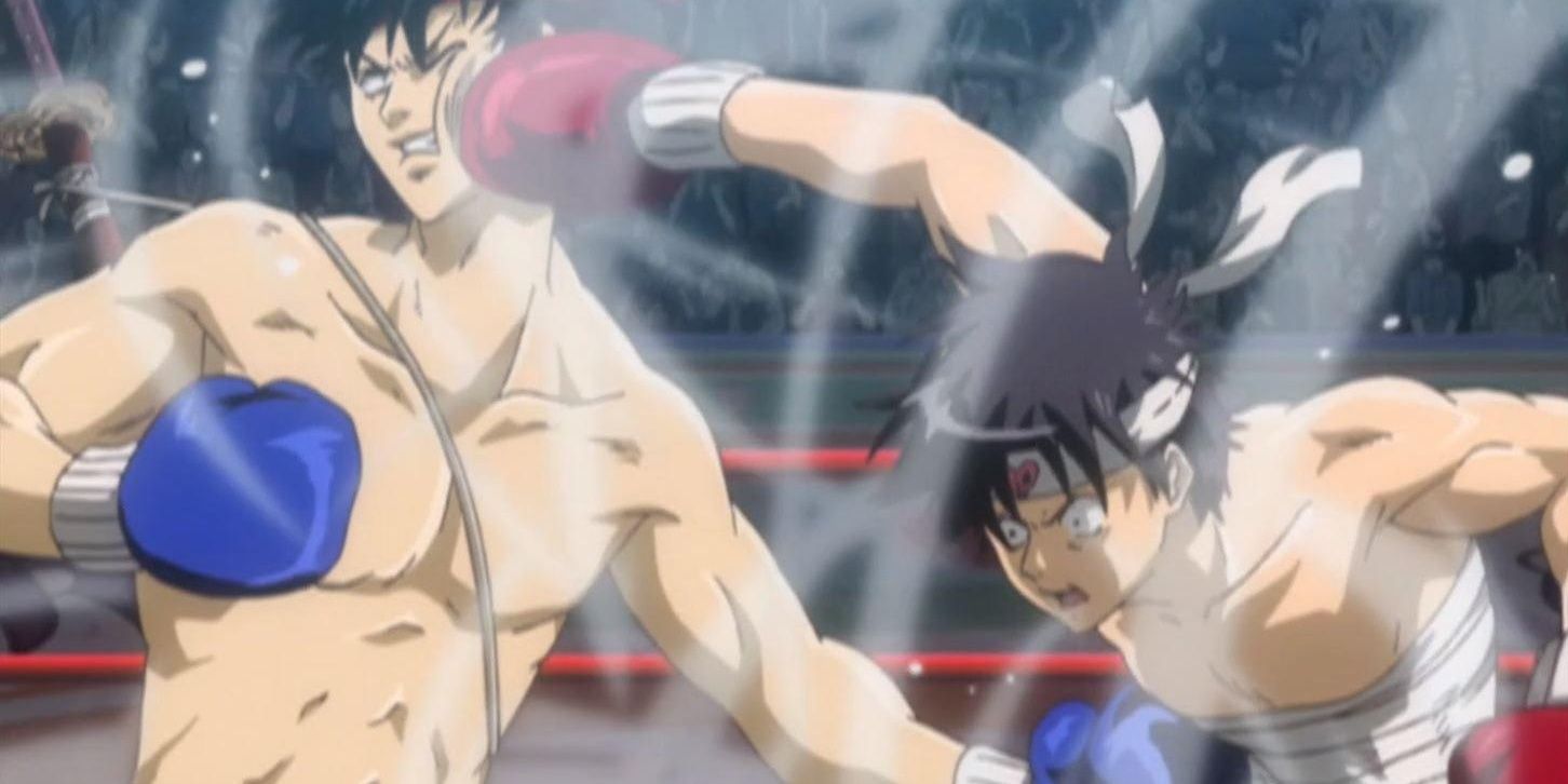 Ippo takes a mighty swing in Hajime No Ippo Anime