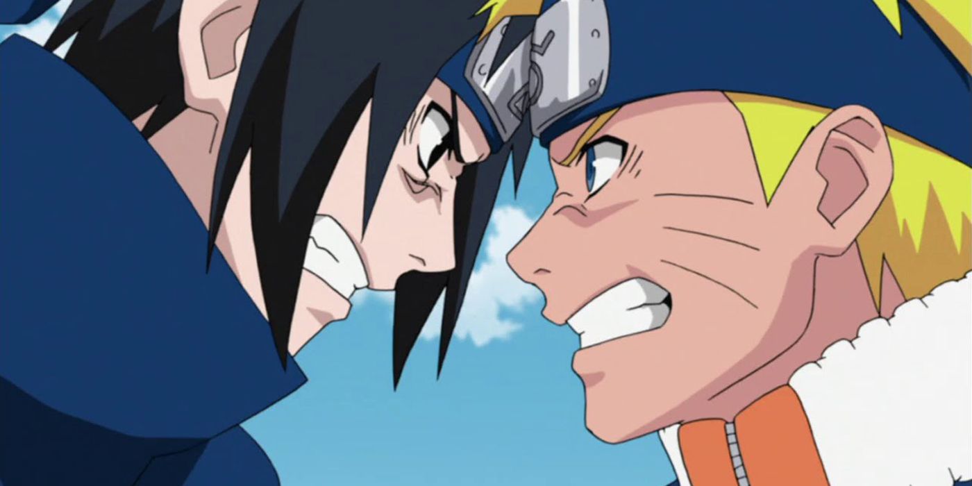 Naruto And Sasuke Stare Eachother Down