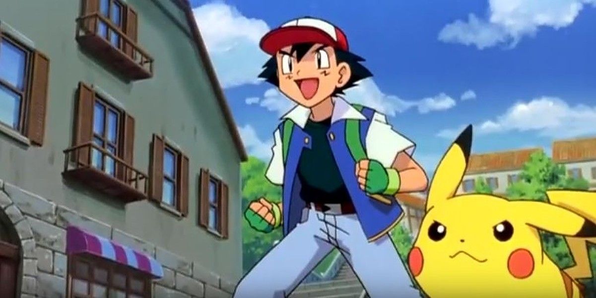 Ash Ketchum next to Pikachu in Pokemon 