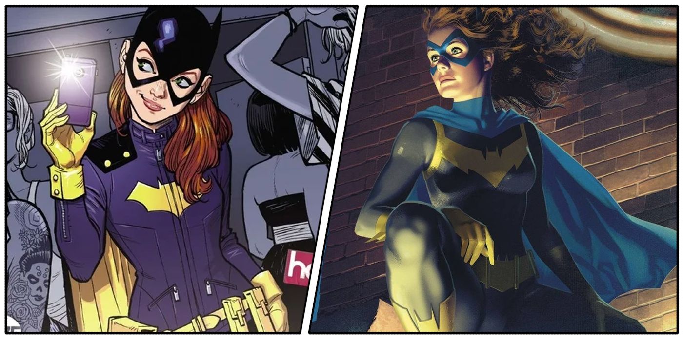 A split image of Batgirl's two costumes from  DC Rebirth