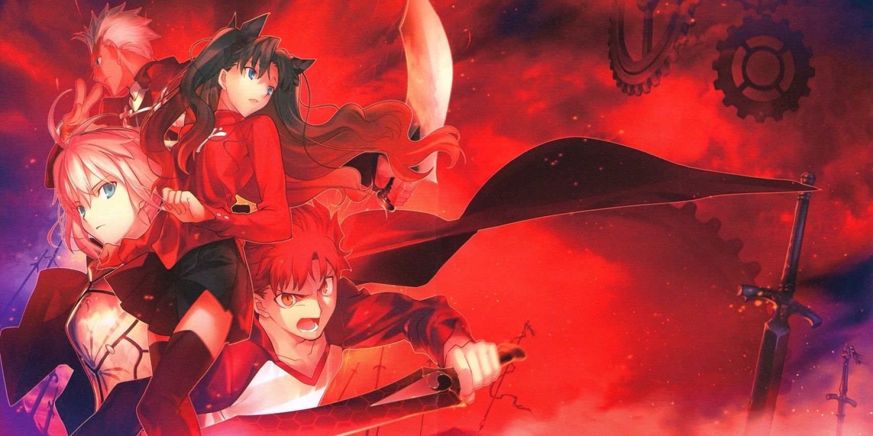 An image of the cast of Fate/Stay Night: Unlimited Blade Works.