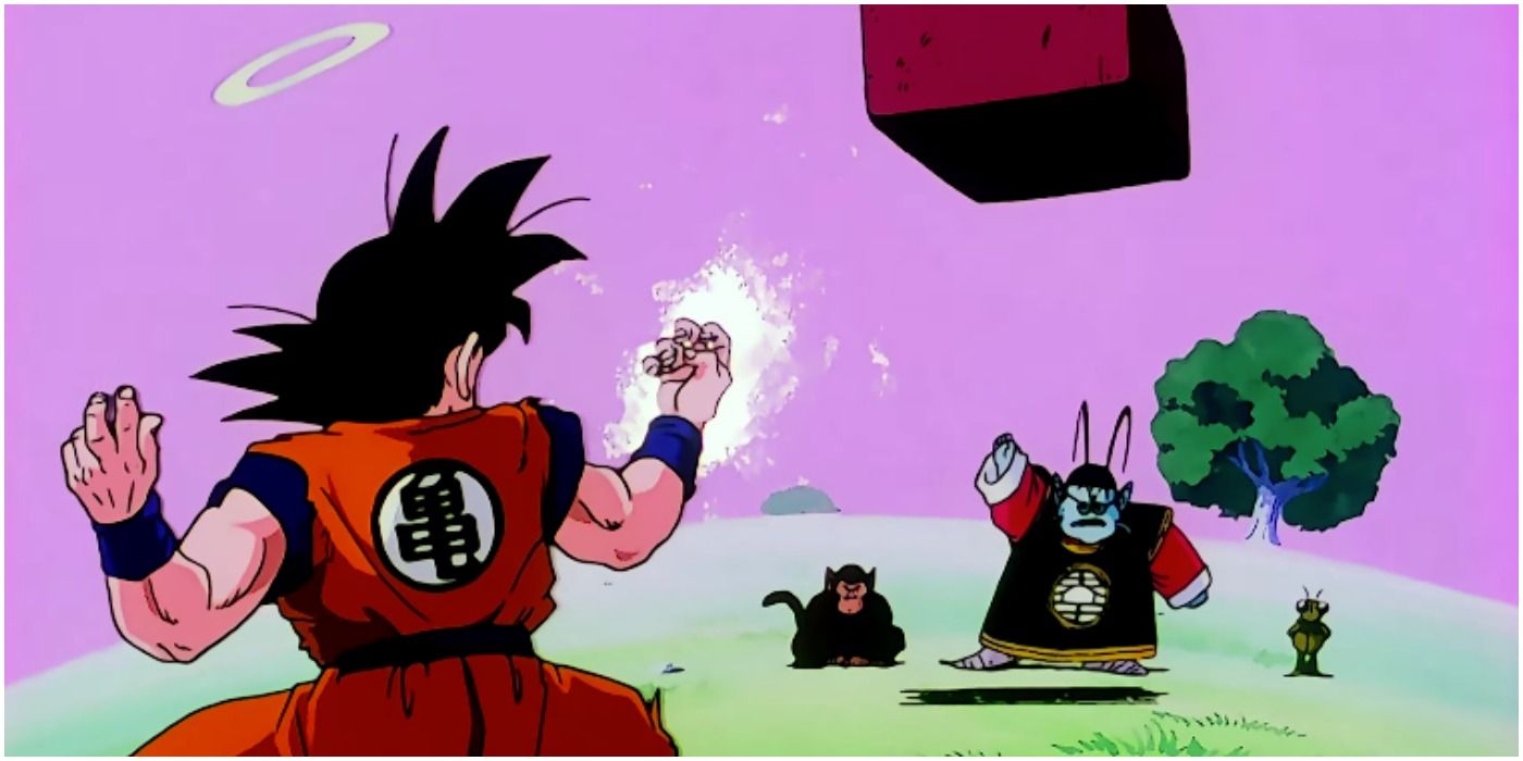 Anime Goku and King Kai Train To Use The Spirit Bomb