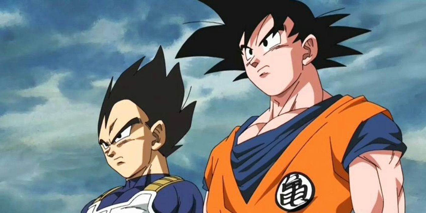 Goku and Vegeta standing next to each other