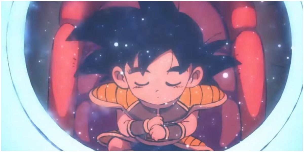 A young Goku sleeps in his Saiyan pod in Dragon Ball Super: Broly flashback