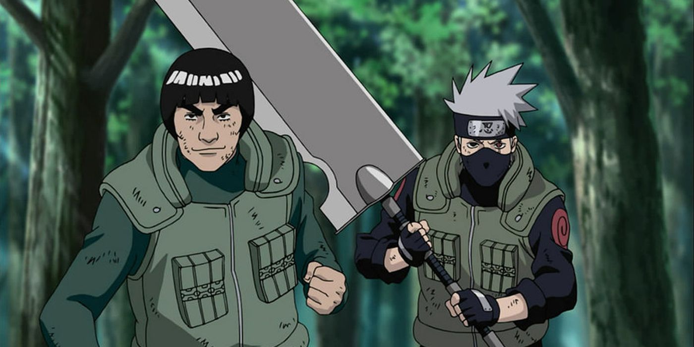 Might Guy and Kakashi in Naruto.
