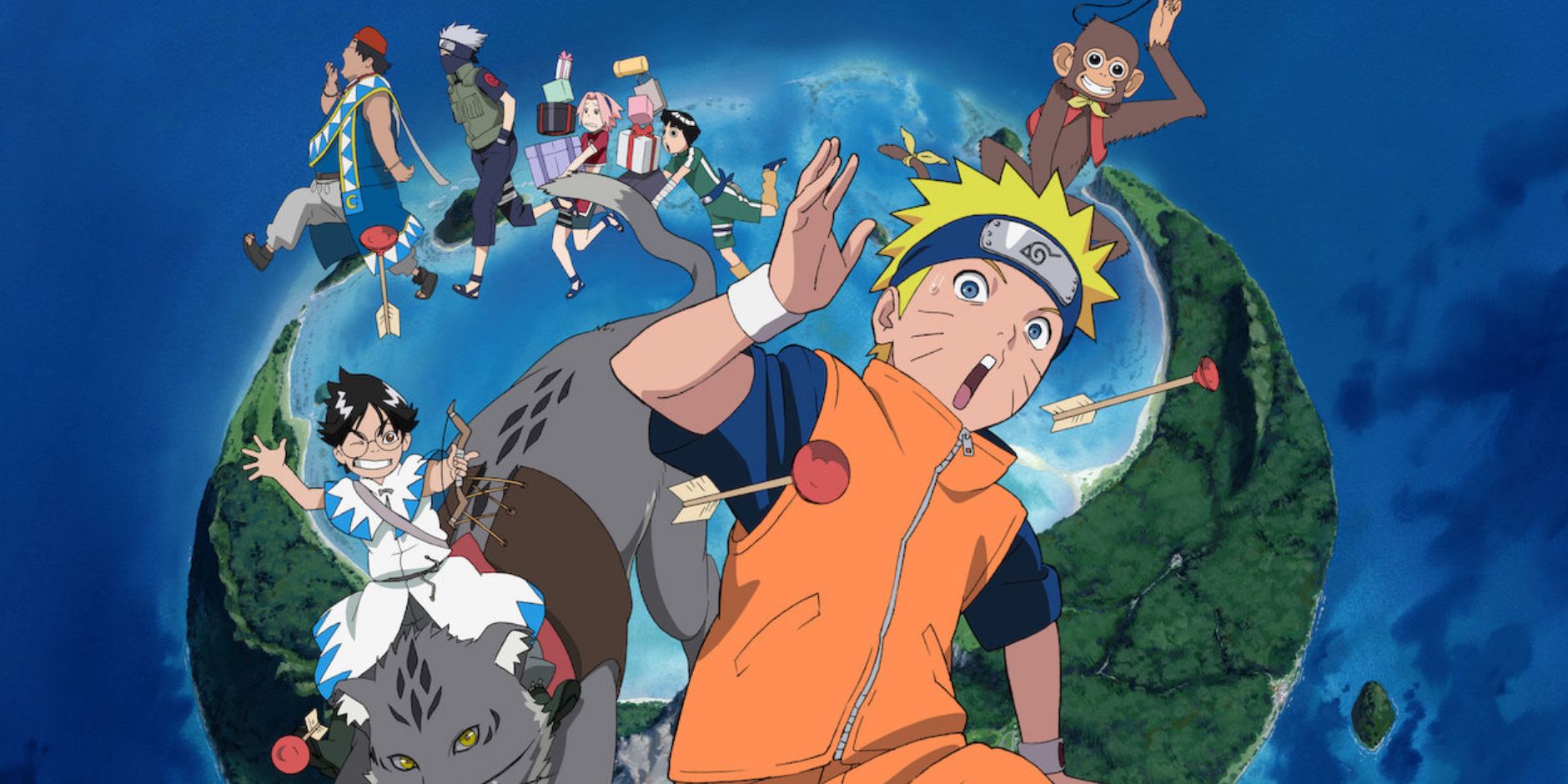 Naruto The Movie: Guardians Of The Crescent Moon Kingdom poster with young Naruto looking shocked 