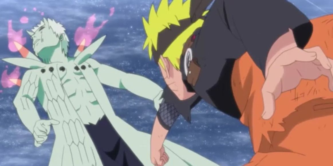 Naruto Uzumaki punches Six-Paths Obito