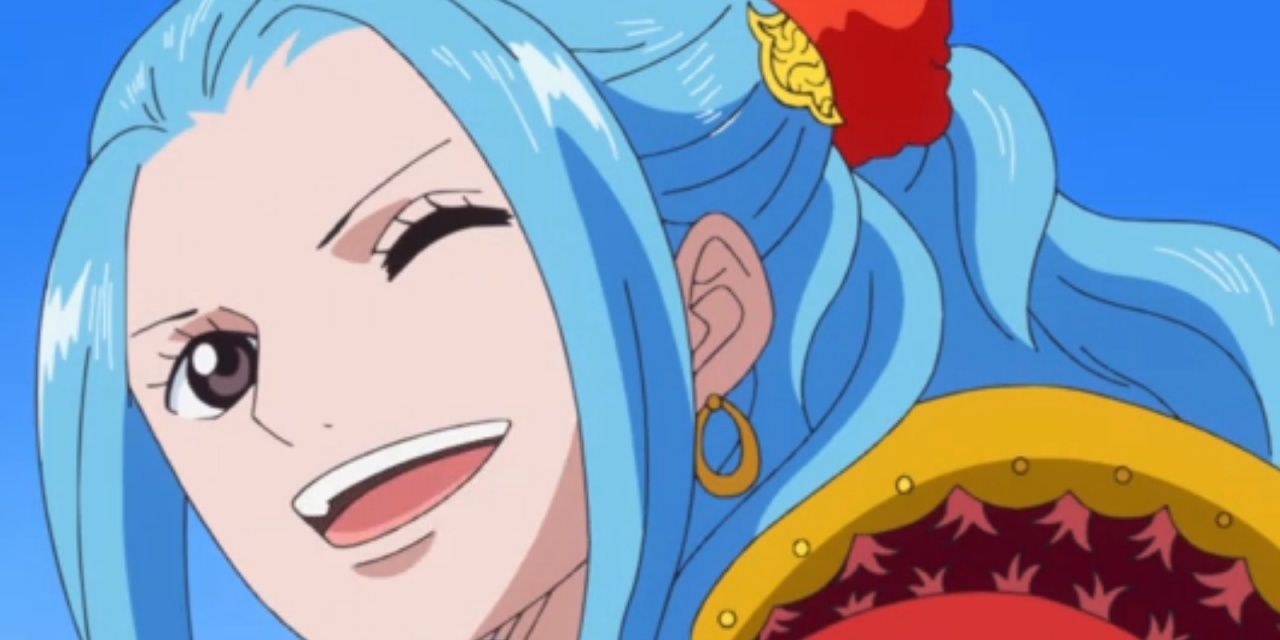Nefertari Vivi smiling and winking in One Piece