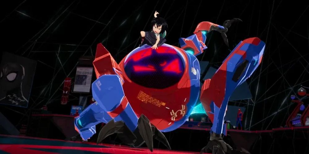 Peni Parker and her Spider Mecha in Spider-Man: Into the Spider-Verse