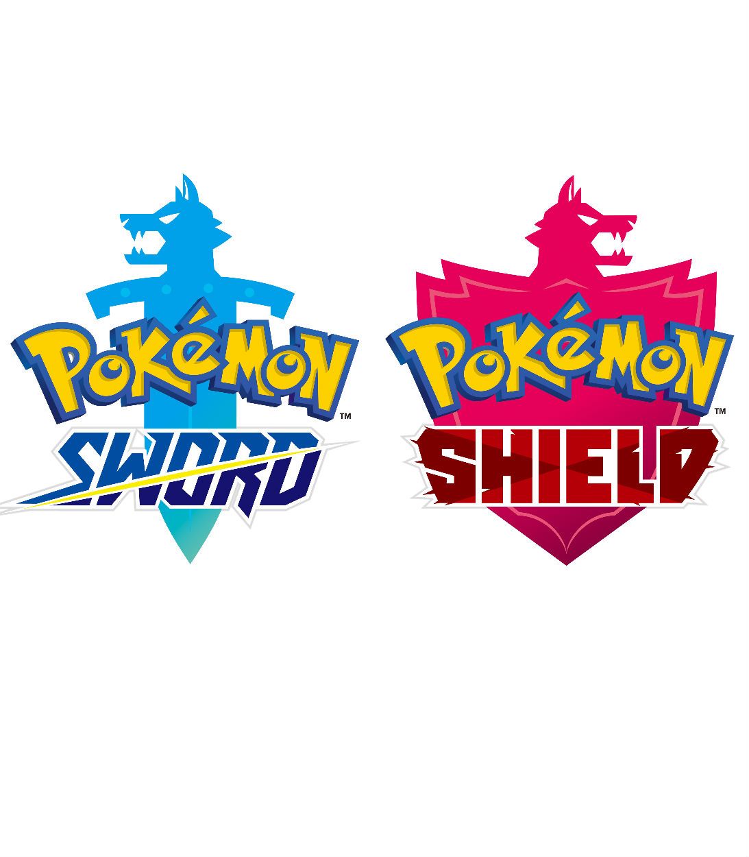 The logos for Pokemon Sword and Shield against a white background