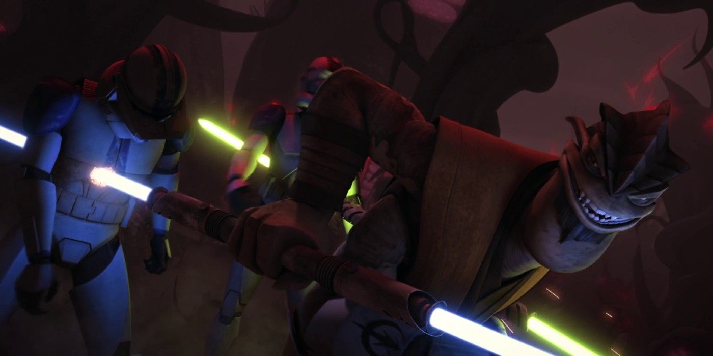 Pong Krell stabbing a Clone in Star Wars: The Clone Wars
