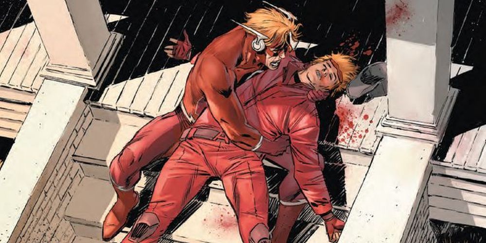 Wally West holding Roy Harper
