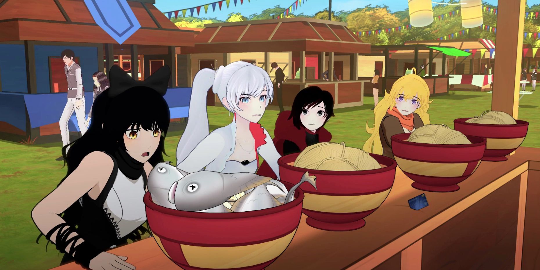 Team RWBY Getting A Snack During The Vytal Tournament