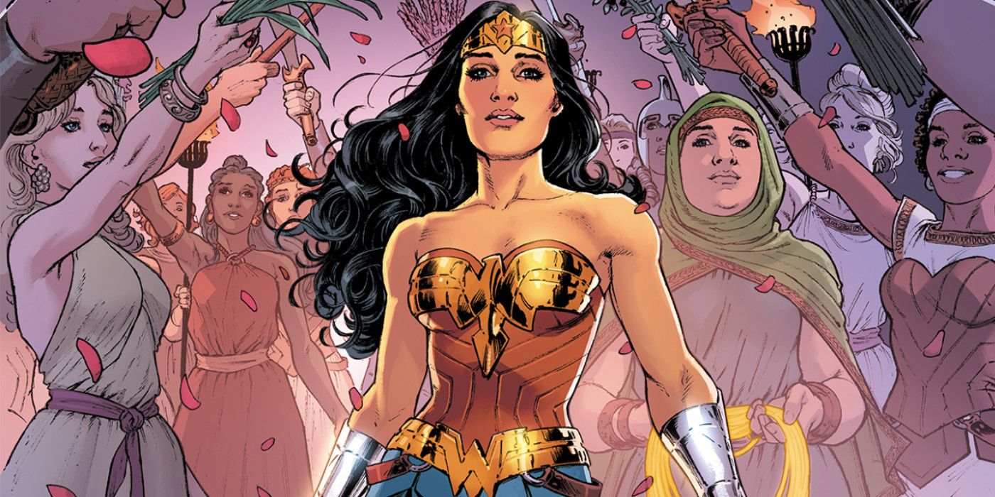 Wonder Woman among other women celebrating her in Wonder Woman Year One
