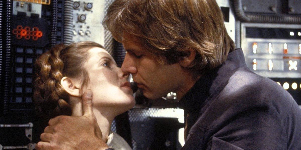 Han and Leia's first kiss rom Star Wars: The Empire Strikes Back