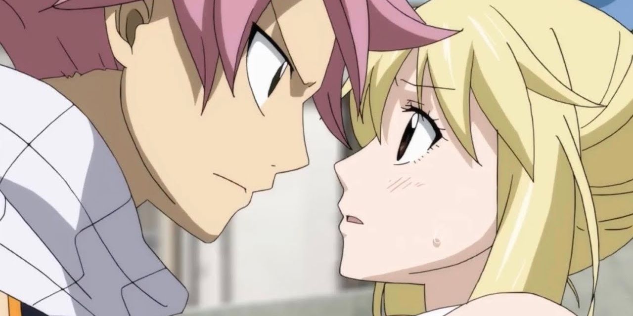 natsu lucy nearly about to kiss fairy tail