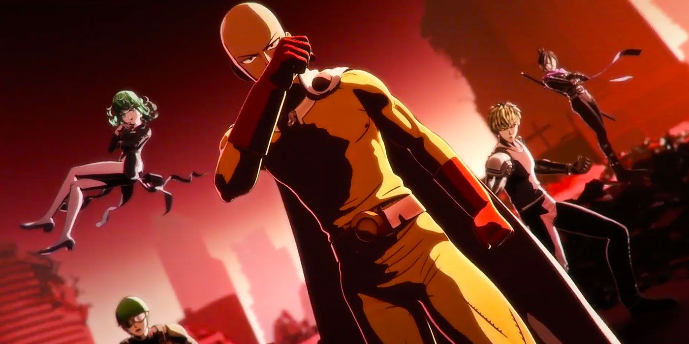 Saitama wiping his nose on his glove in the One Punch: A Hero Nobody Knows header