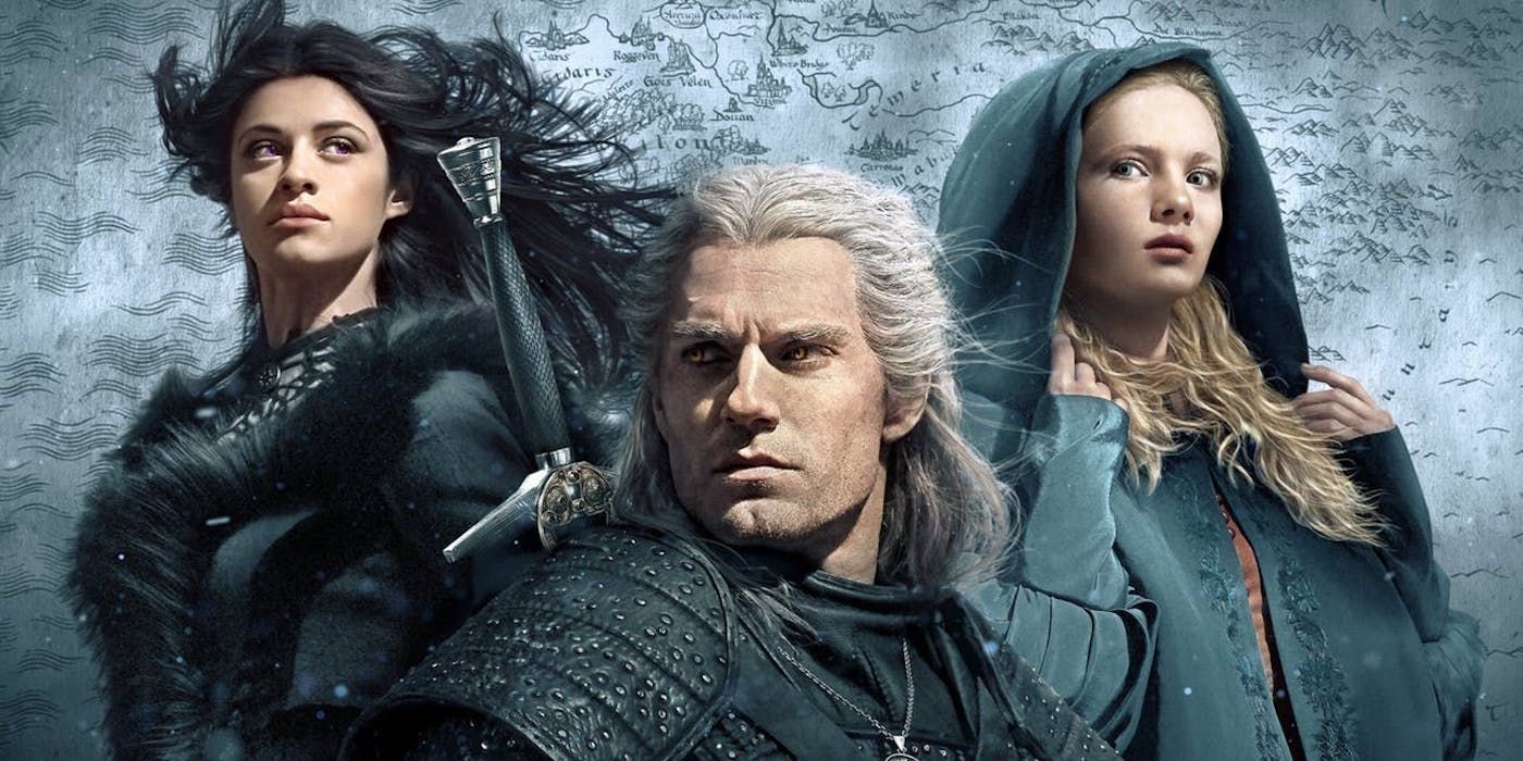 Yennefer, Geralt, and, Ciri in Netflix's The Witcher.
