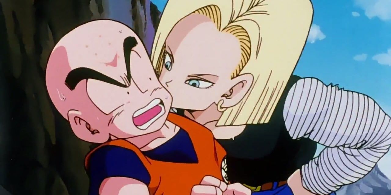 Android 18 besa a Krillin en Dragon Ball Z.