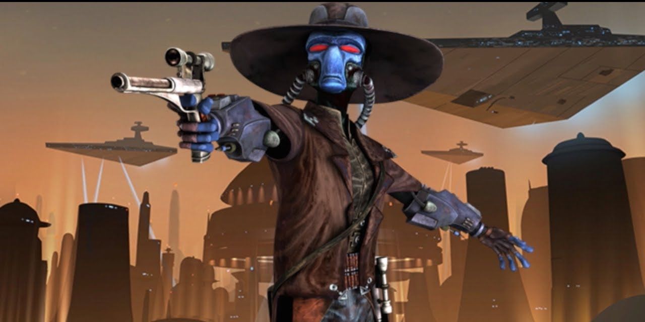 Cad Bane aiming one of his pistols in Star Wars: The Clone Wars