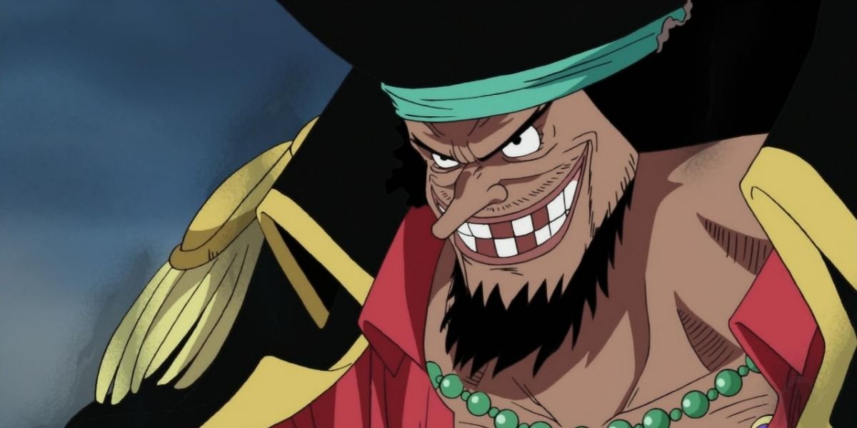 The Emperor of the Sea, Marshall D. Teach (also known as Blackbeard), grinning in the One Piece anime