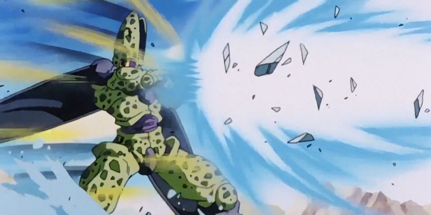 Perfect Cell fires off a Kamehameha in Dragon Ball Z Kai