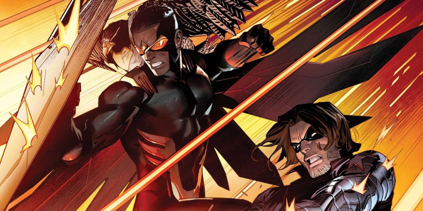 Falcon and the Winter Soldier fight alongside one another in Marvel Comics