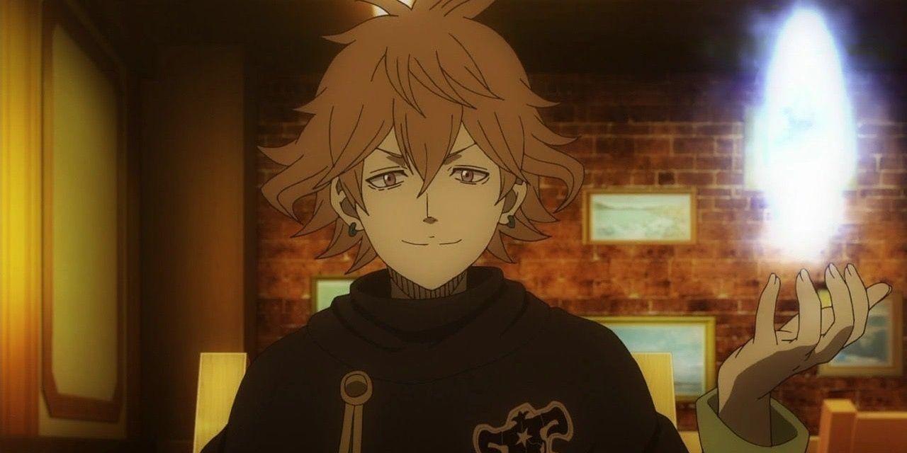 Finral Roulacase grinning and showcasing his magic in Black Clover