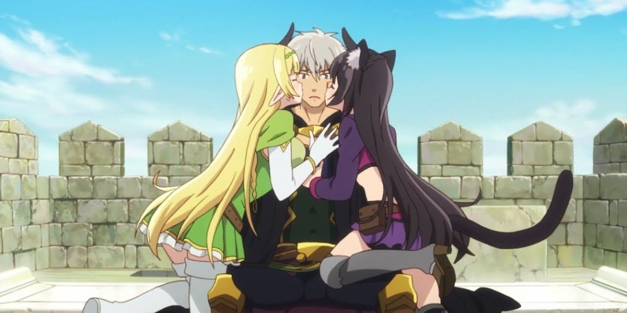 Takuma getting kissed in How not to summon a demon lord