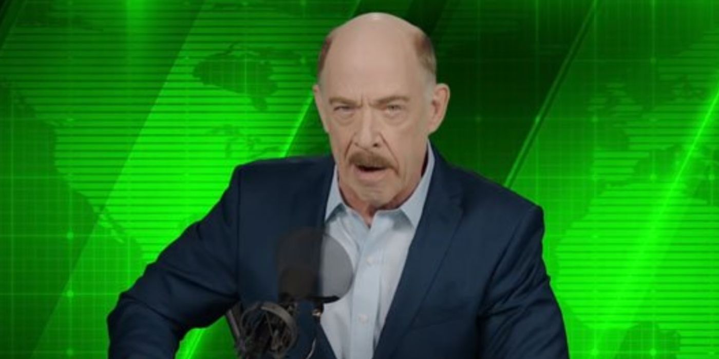 J. Jonah Jameson (JK Simmons) delivers a monologue in Spider-Man Far From Home