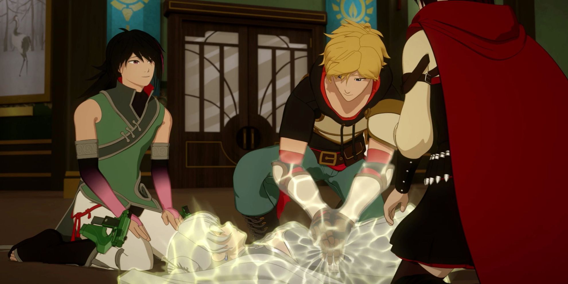 Jaune Using His Semblance To Boost Weiss Aura In RWBY