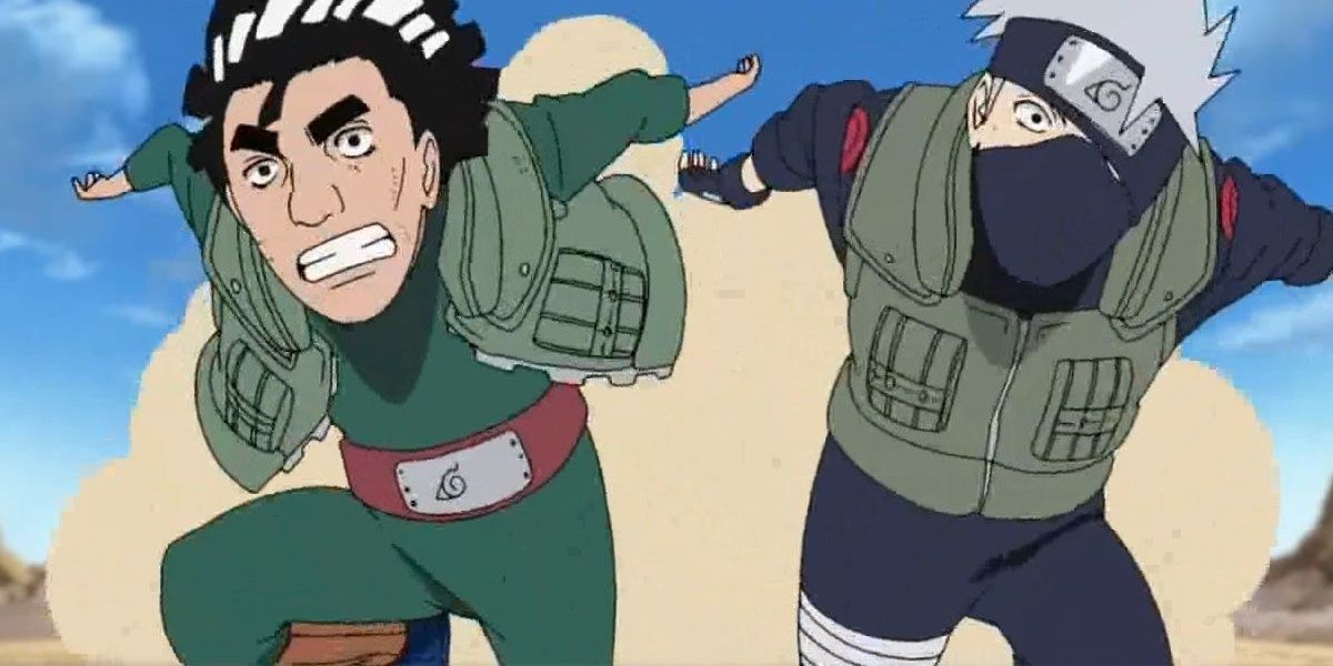 Kakashi and Might Guy race in Naruto Shippuden.