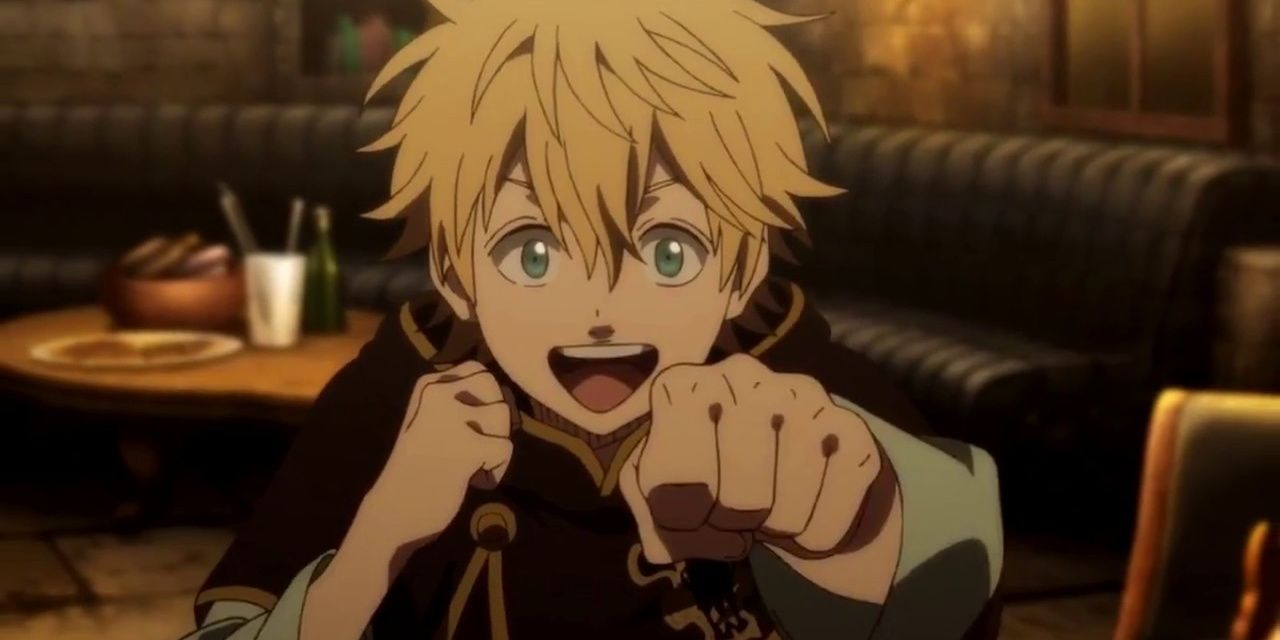 Luck taunts an off-screen opponent in the Black Clover anime