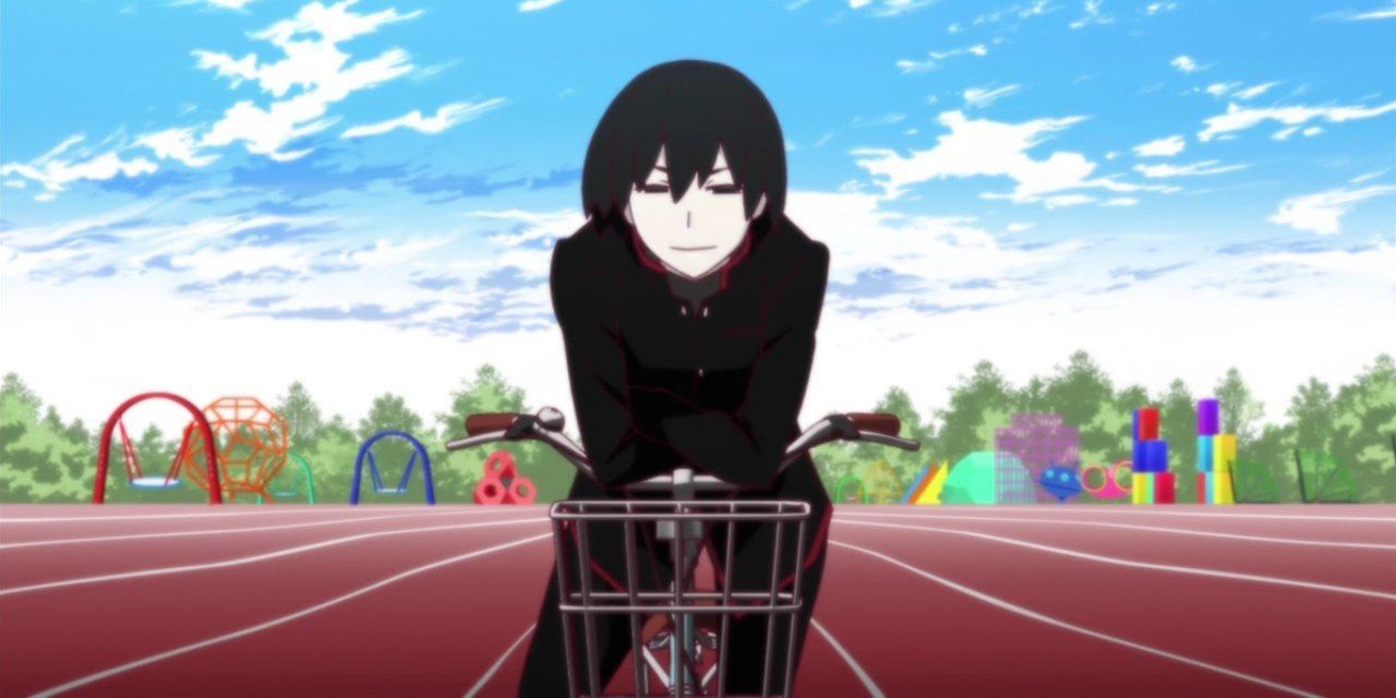 Ougi Oshino riding a bike (The Monogatari Series)