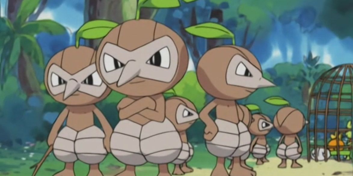 A group of Nuzleaf in the Pokémon anime.