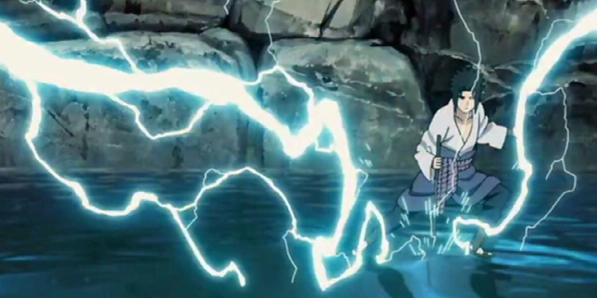 Sasuke using Chidori Light Sword in Naruto Shippuden