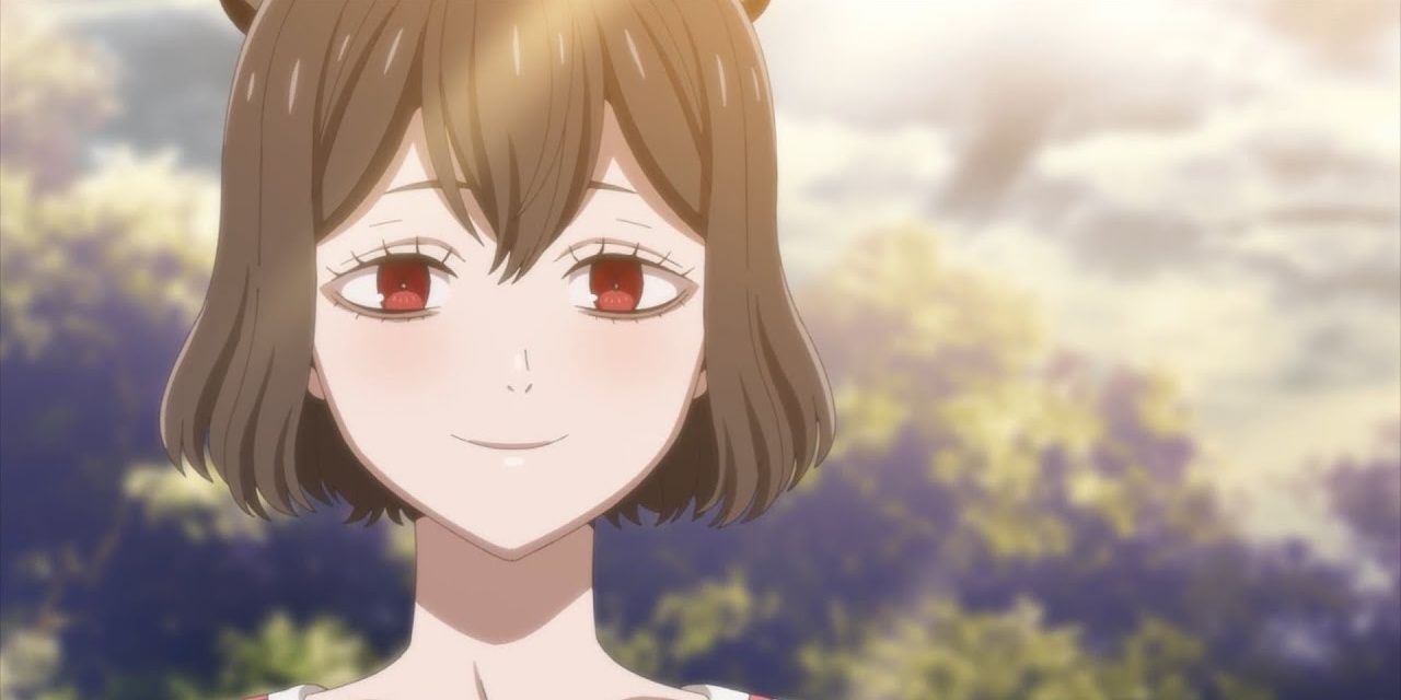 Secre Swallowtail smiles while standing outside in Black Clover