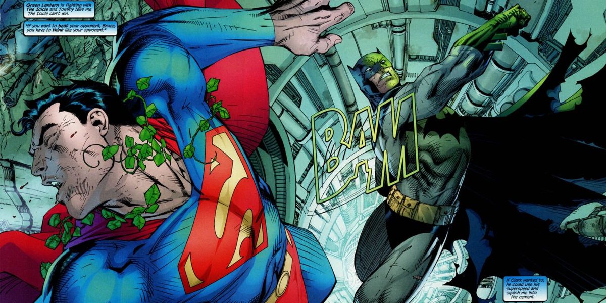 batman punching superman with his kryptonite ring