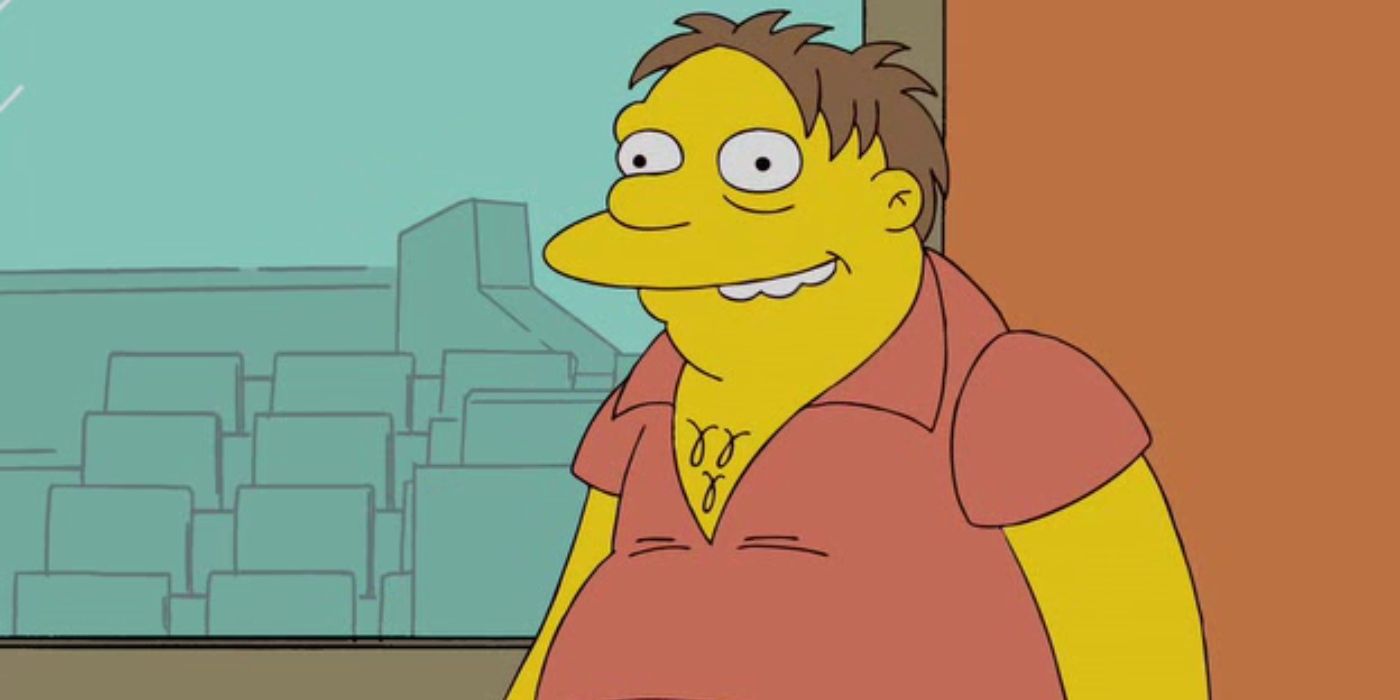Barney Gumble in The Simpsons smiling.